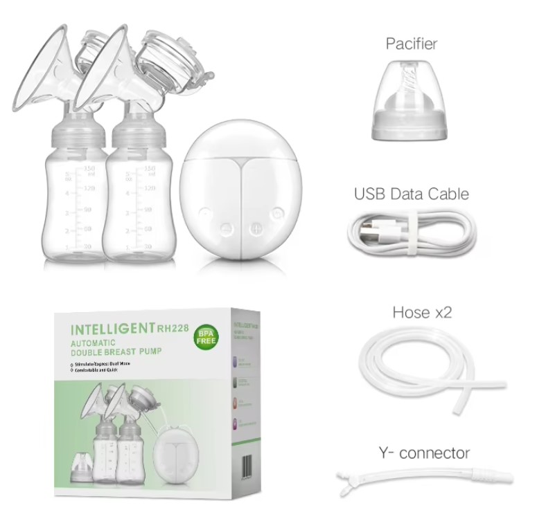 Intelligent RH228 Automatic Double Electric for Breast Pump Hand-Free Bottle Milk Extractor Double Suction Baby Feeder Moms' 2